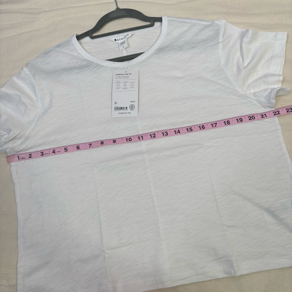 🏷️NWT Athleta Size Large Essential Slub Tee Bright White Semi-Fitted Crew Neck - Picture 8 of 16